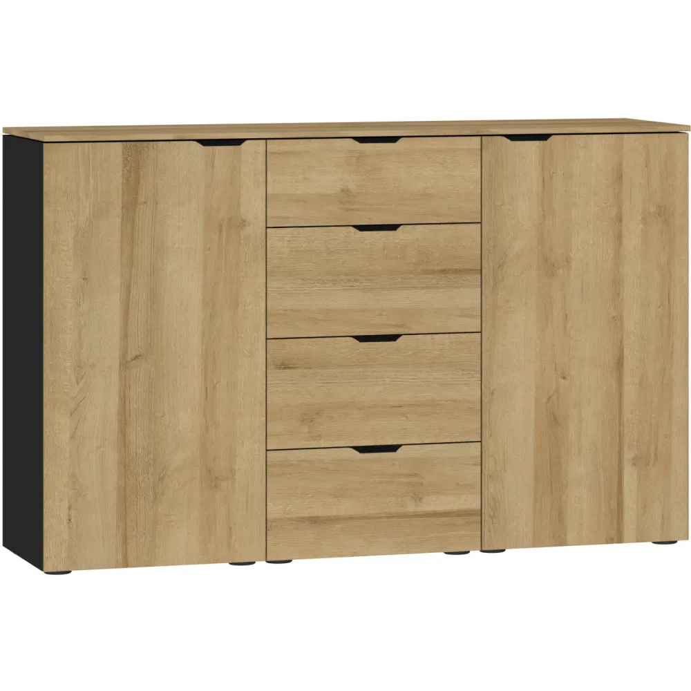 Kommode Arena Beimöbel Braun/Schwarz Holzwerkstoff 135 cm 43 cm - Farbe: Eiche Dekor - Kommode
