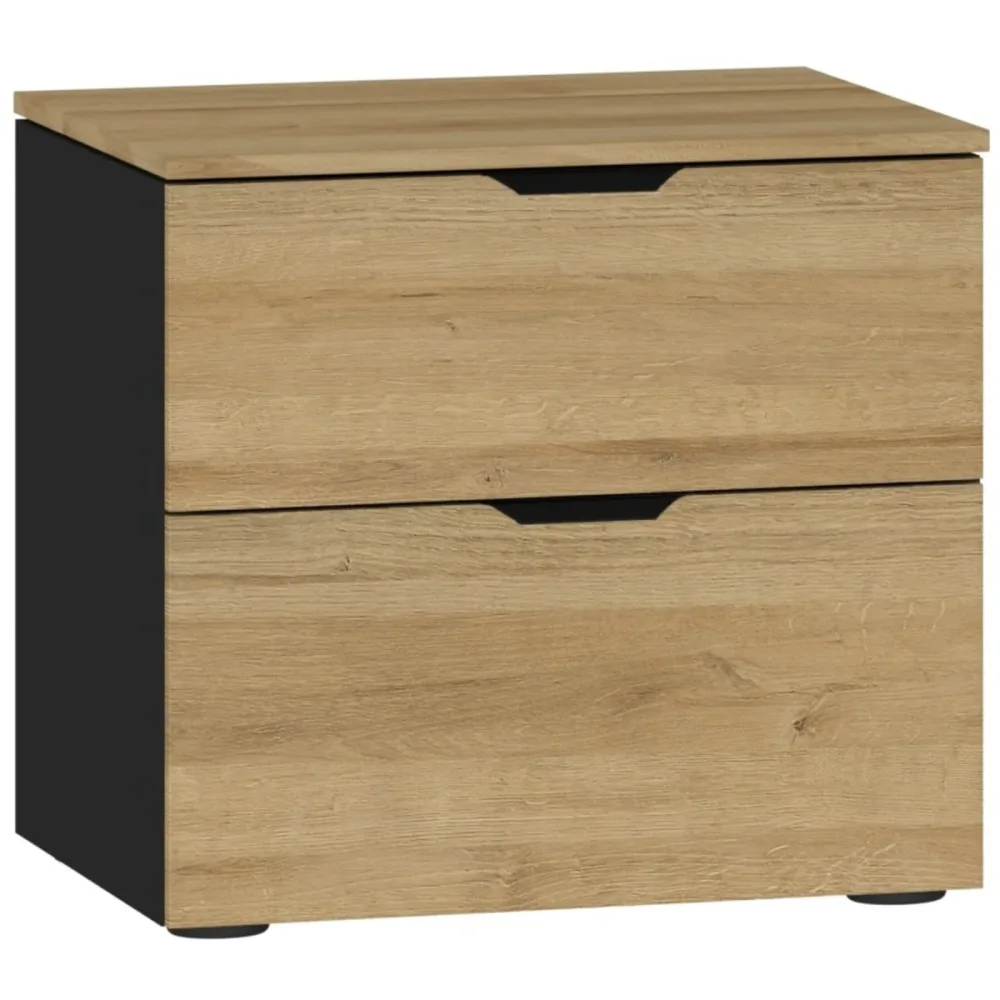 Nachttisch Arena Beimöbel Braun/Schwarz Holzwerkstoff 45 cm - Farbe: Eiche Dekor, Schwarz - Nachttisch