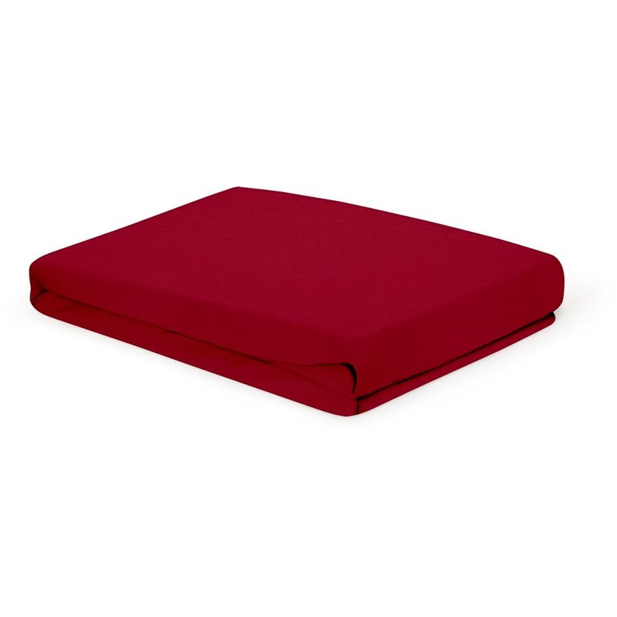 Living Home Fixleintuch Albany Rot Baumwolle 100 cm 190 cm - Farbe: rubin - Fixleintuch