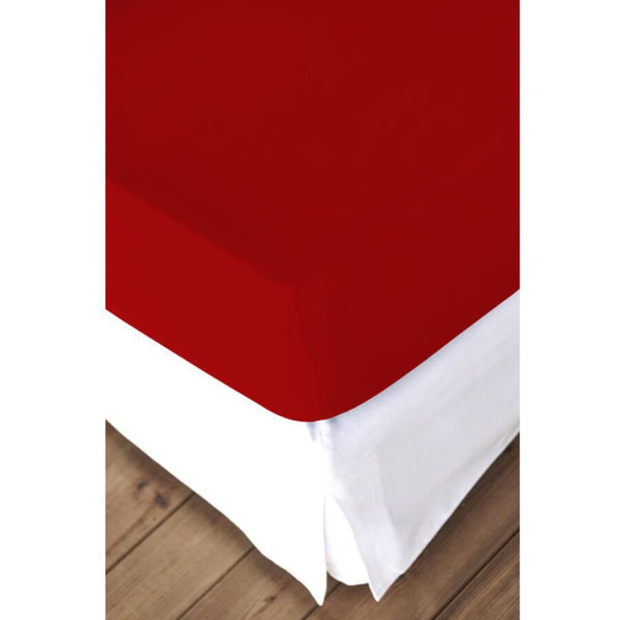 Living Home Fixleintuch Mako Rot Baumwolle 200 cm 200 cm - Farbe: Rouge - Fixleintuch