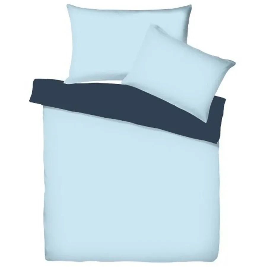 Living Home - Uni Satin Doubleface Bettwäsche Set, 160 x 210 cm + 50 x 70 cm, Azurblau