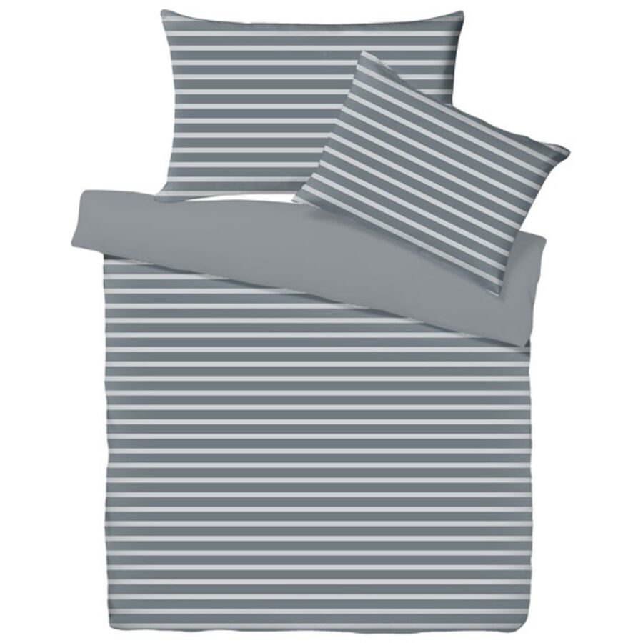 Living Home Bettwäschegarnitur Melange Double Grau Baumwolle 200 cm 210 cm - Farbe: Grey - Bettwäschegarnitur