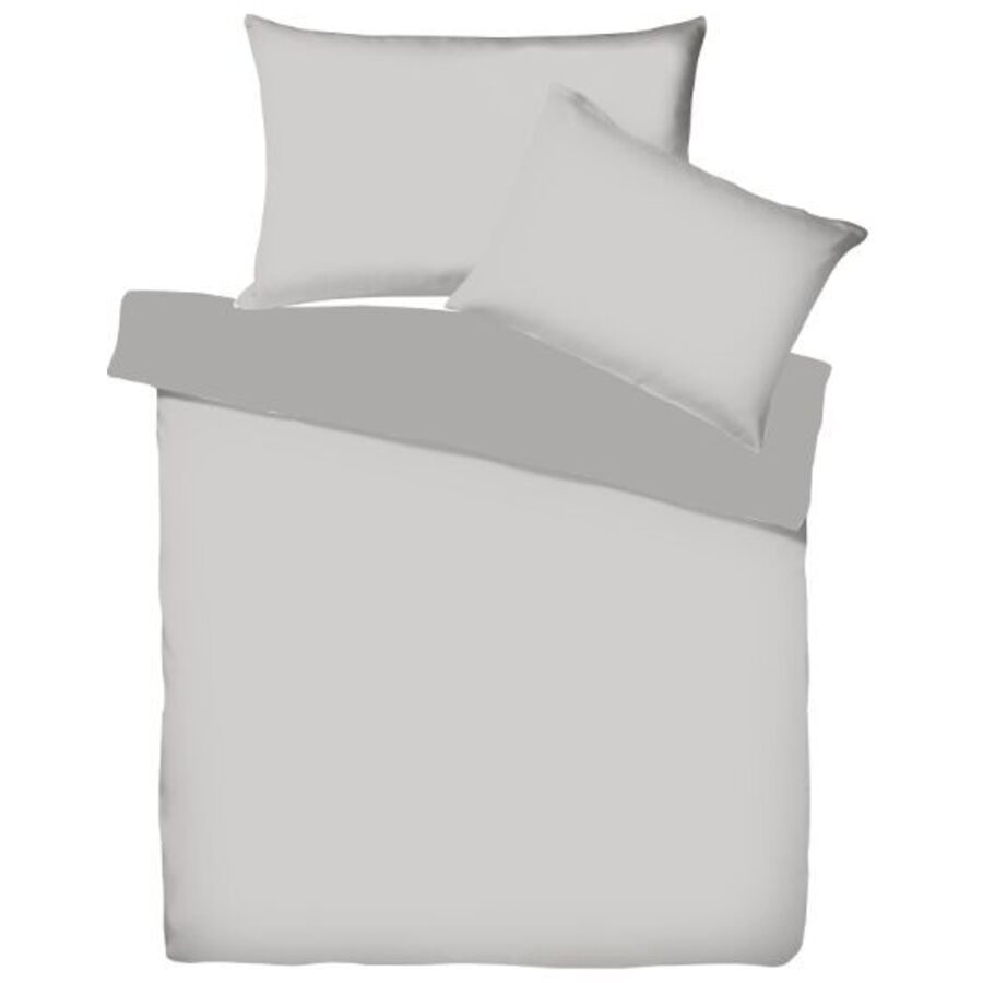Living Home - Uni Satin Doubleface Bettwäsche Set, 240 x 240 cm - 2 x 65 x 100 cm, Silber