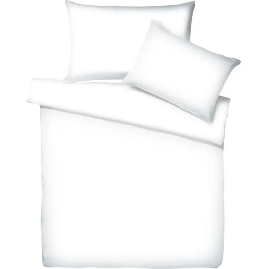 Living Home - Uni Satin Bettwäsche Set, 240 x 240 cm - 2 x 65 x 100 cm, Weiss
