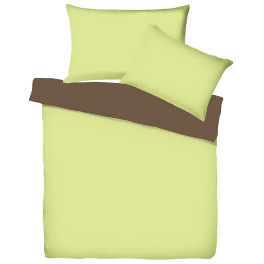 Living Home - Uni Satin Doubleface Bettwäsche Set, 240 x 240 cm - 2 x 65 x 100 cm, Limone