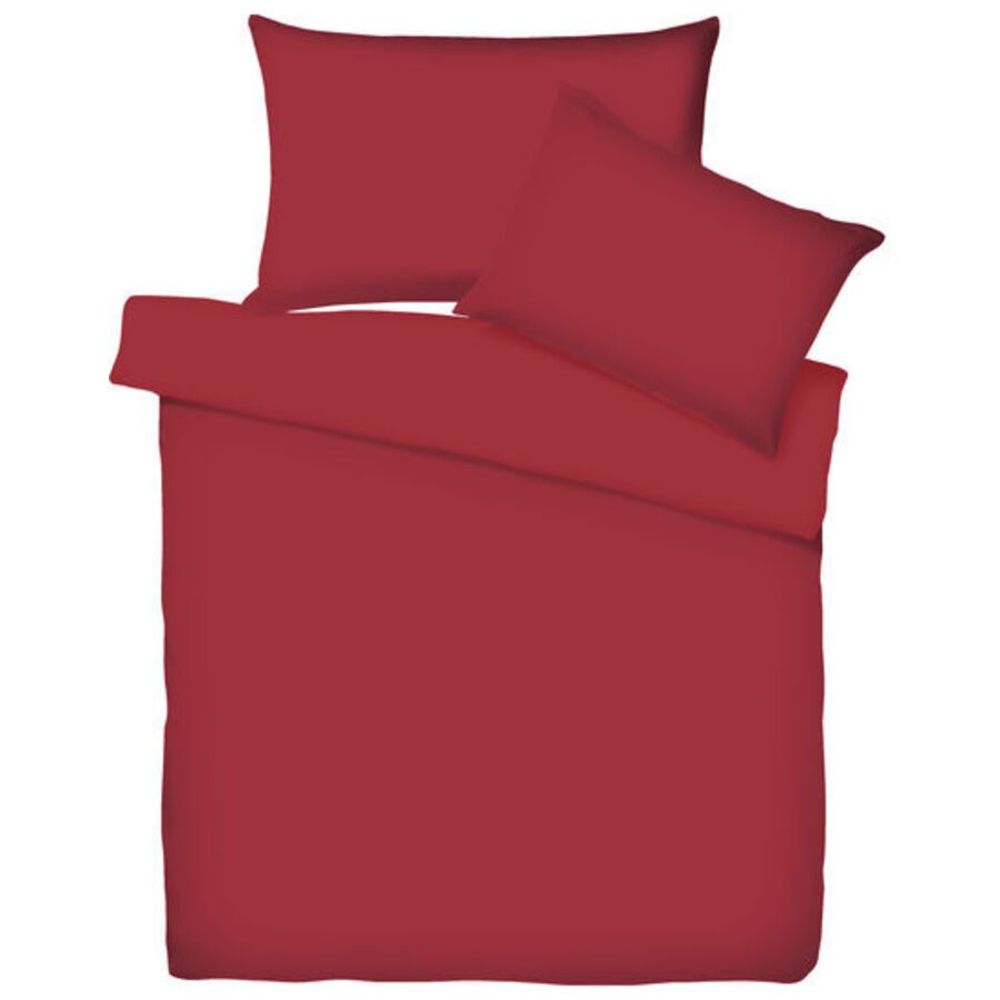 Living Home Bettwäschegarnitur Uni Rot Baumwolle 160 cm 210 cm - Farbe: weinrot - Bettwäschegarnitur