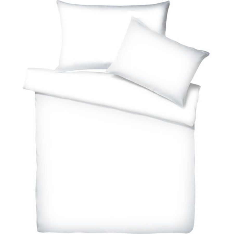 Living Home - Uni Satin Bettwäsche Set, 160 x 210 cm + 65 x 100 cm, Weiss