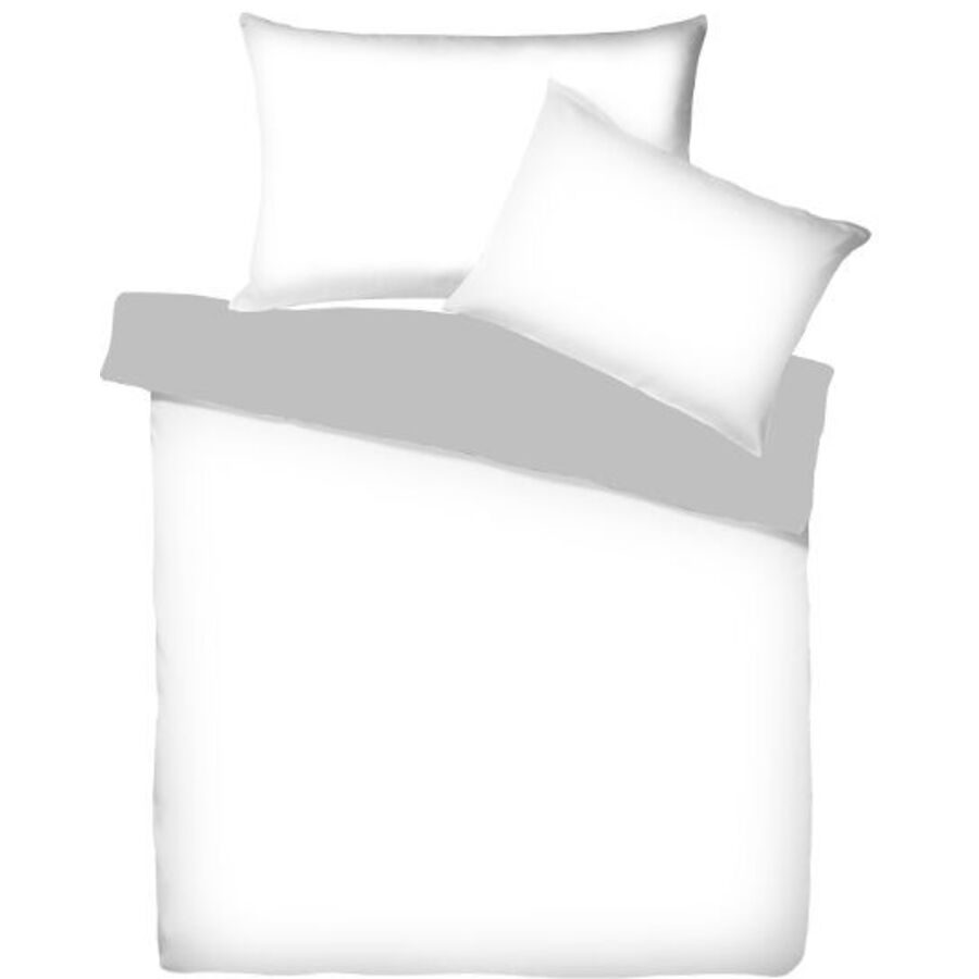 Living Home Duvetbezug Uni Doubleface Weiss Baumwolle 240 cm 160 cm - Farbe: Weiss/Schiefer - Duvetbezug
