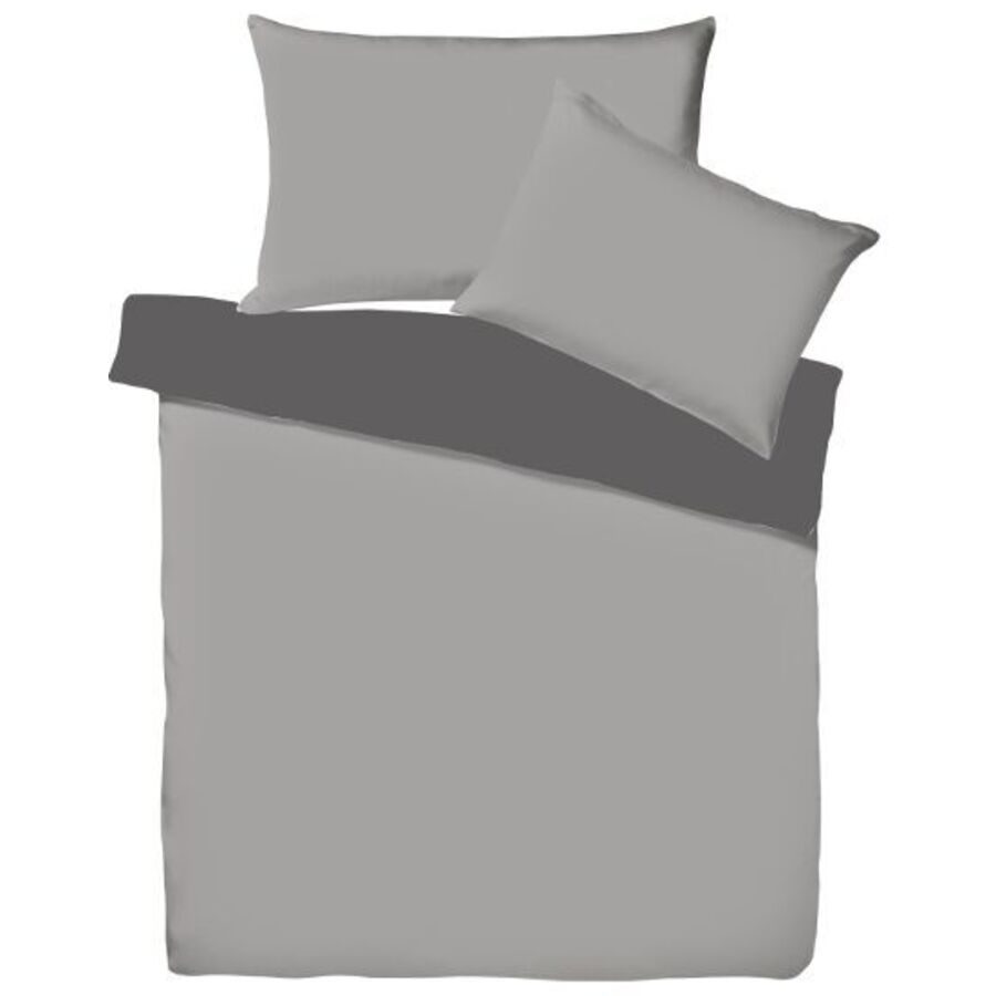 Living Home Duvetbezug Uni Doubleface Grau Baumwolle 240 cm 240 cm - Farbe: Schiefer/Anthrazit - Duvetbezug