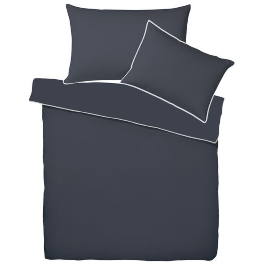 Living Home Bettwäschegarnitur Single Uni Silber Baumwolle 160 cm 210 cm - Farbe: Titanium - Bettwäschegarnitur