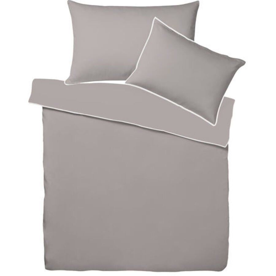 Living Home Bettwäschegarnitur Single Uni Grau Baumwolle 200 cm 210 cm - Farbe: Basalt - Bettwäschegarnitur