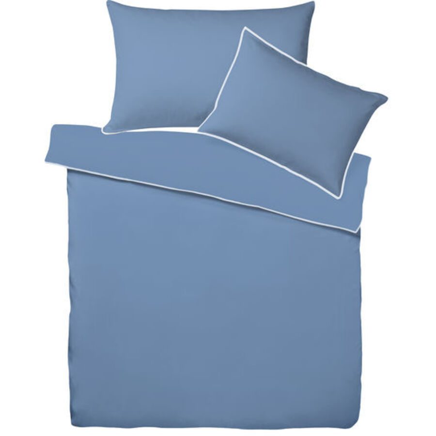 Living Home Bettwäschegarnitur Single Uni Blau Baumwolle 200 cm 210 cm - Farbe: stahlblau - Bettwäschegarnitur