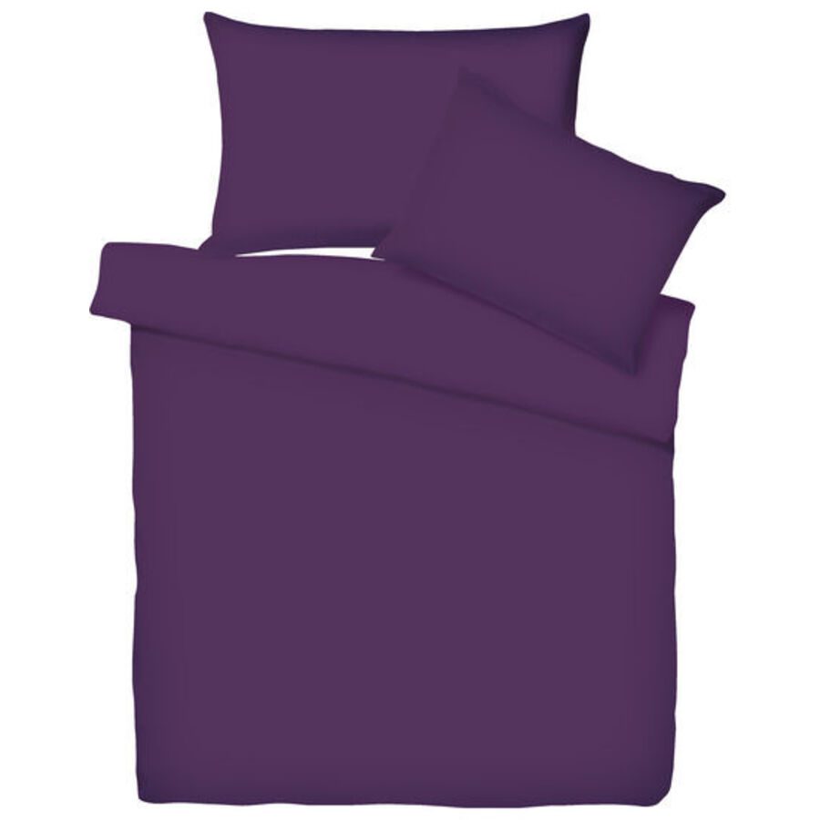 Living Home Bettwäschegarnitur Uni Lila Baumwolle 160 cm 210 cm - Farbe: pflaume - Bettwäschegarnitur