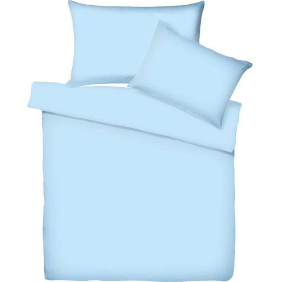 Living Home Bettwäschegarnitur Uni Blau Baumwolle 240 cm 240 cm - Farbe: azur - Bettwäschegarnitur