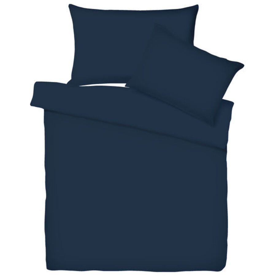 Living Home Bettwäschegarnitur Uni Blau Baumwolle 160 cm 210 cm - Farbe: marine - Bettwäschegarnitur