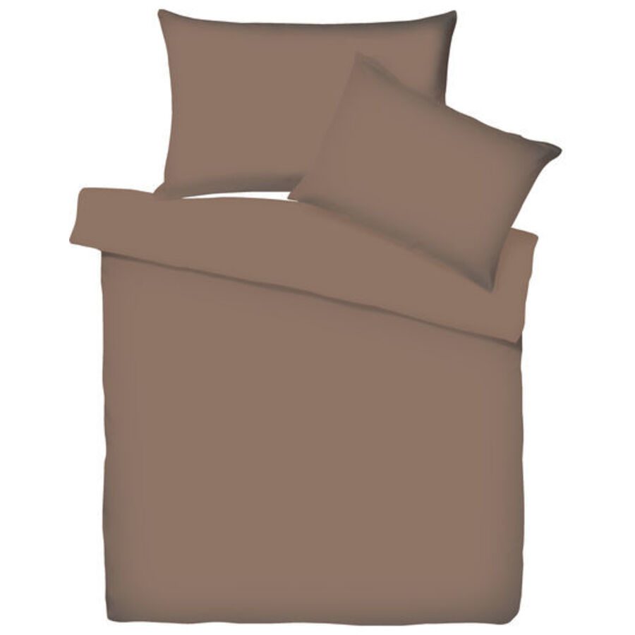 Living Home Bettwäschegarnitur Uni Braun Baumwolle 240 cm 240 cm - Farbe: Tabak - Bettwäschegarnitur