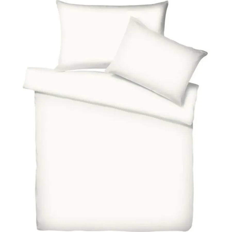 Living Home Bettwäschegarnitur Uni Weiss Baumwolle 160 cm 210 cm - Farbe: wollweiss - Bettwäschegarnitur