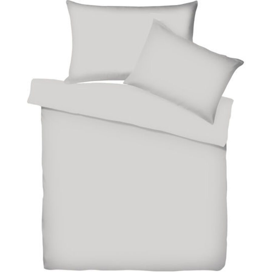 Living Home - Uni Satin Bettwäsche Set, 200 x 210 cm - 2 x 65 x 65 cm, Silber
