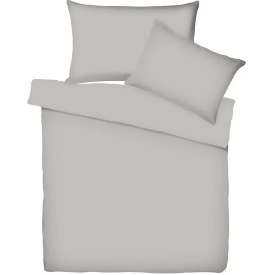 Living Home Bettwäschegarnitur Uni Schwarz Baumwolle 200 cm 210 cm - Farbe: schiefer - Bettwäschegarnitur