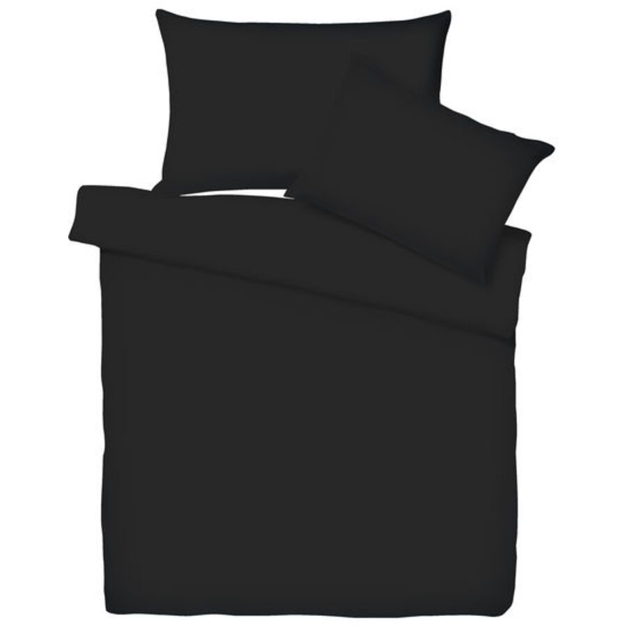 Living Home Bettwäschegarnitur Uni Schwarz Baumwolle 240 cm 240 cm - Bettwäschegarnitur