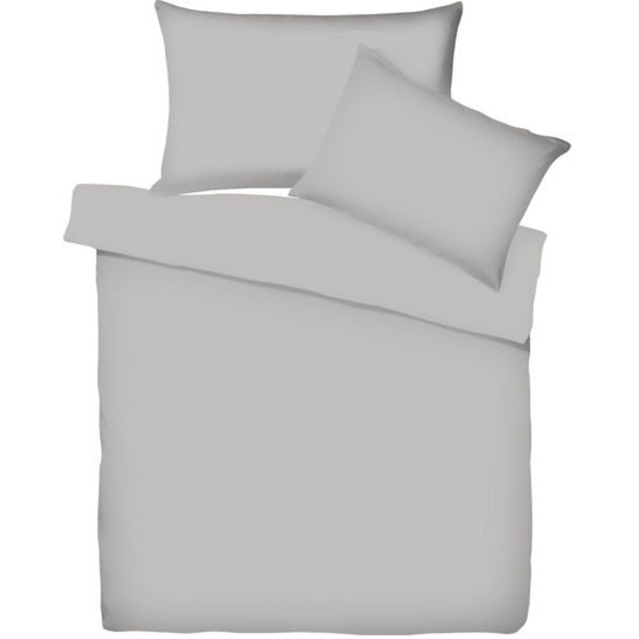 Living Home - Uni Satin Bettwäsche Set, 160 x 210 cm + 65 x 100 cm, Rauch
