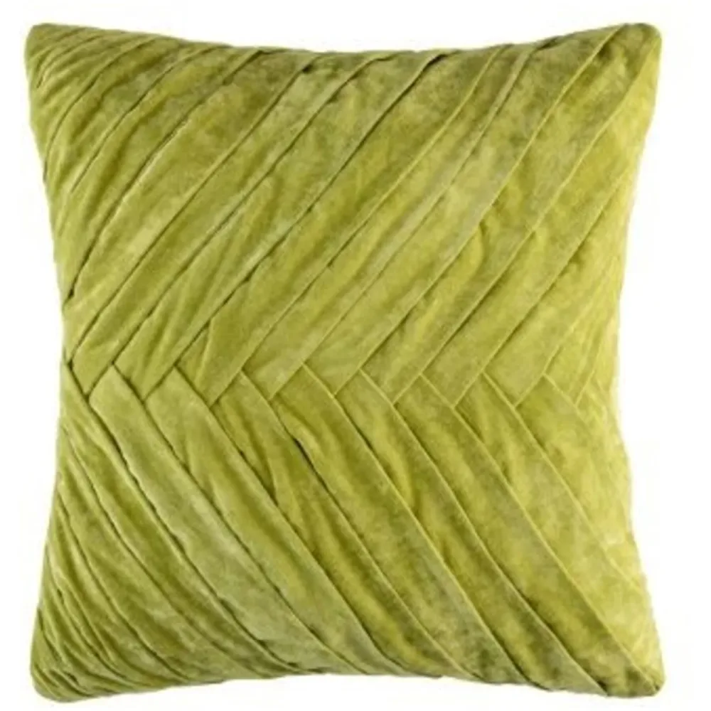 KAS Zierkissenbezug Herringbone Grün Samt 50 cm 50 cm - Farbe: Chartreuse - Zierkissenbezug