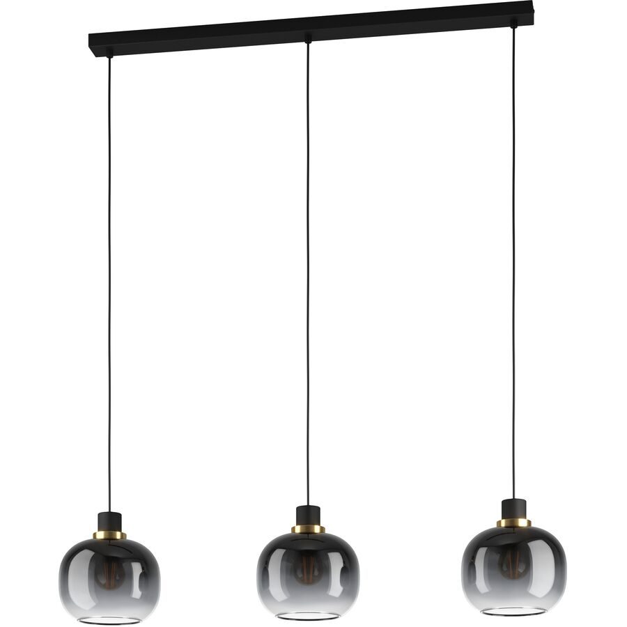 Eglo Pendellampe Oilella Schwarz Stahl/Glas 19 cm 95 cm - Farbe: Schwarz/Messing - Material: Glas/Stahl - Pendellampe