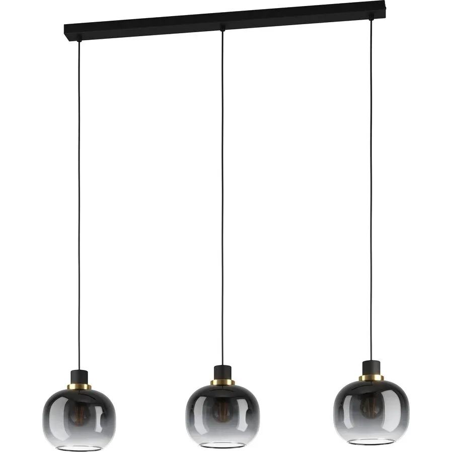 Eglo Pendellampe Oilella Schwarz Stahl/Glas 19 cm 95 cm - Farbe: Schwarz/Messing - Material: Glas/Stahl - Pendellampe