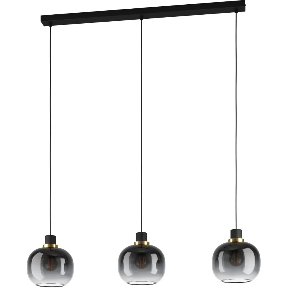 Eglo Pendellampe Oilella Schwarz Stahl/Glas 19 cm 95 cm - Farbe: Schwarz/Messing - Material: Glas/Stahl - Pendellampe