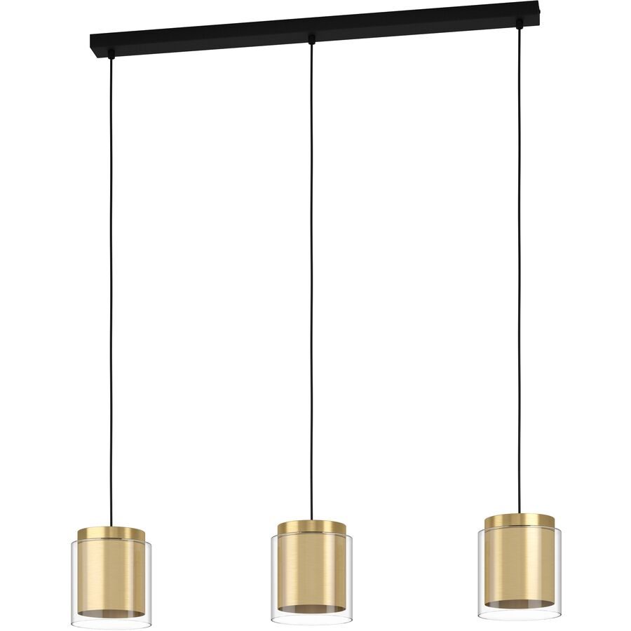 Eglo Pendellampe Lagunitas Schwarz Stahl/Glas 91 cm 110 cm - Farbe: Schwarz/Messing - Material: Glas/Stahl - Pendellampe