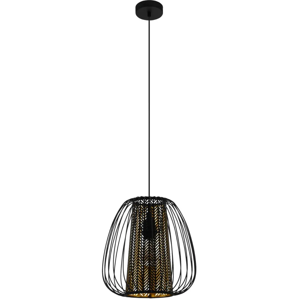 Eglo Pendellampe Curasao Gold/Schwarz Stahl/Stoff 0 cm 0 cm - Farbe: schwarz-gold - Pendellampe
