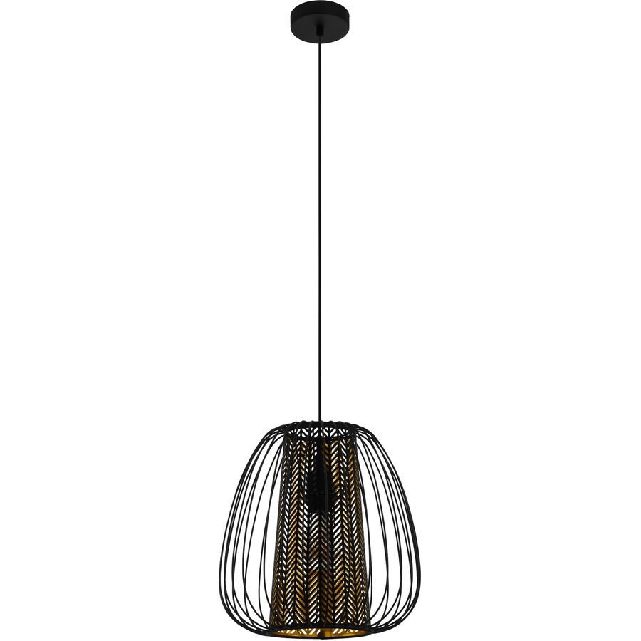 Eglo Pendellampe Curasao Gold/Schwarz Stahl/Stoff 0 cm 0 cm - Farbe: schwarz-gold - Pendellampe