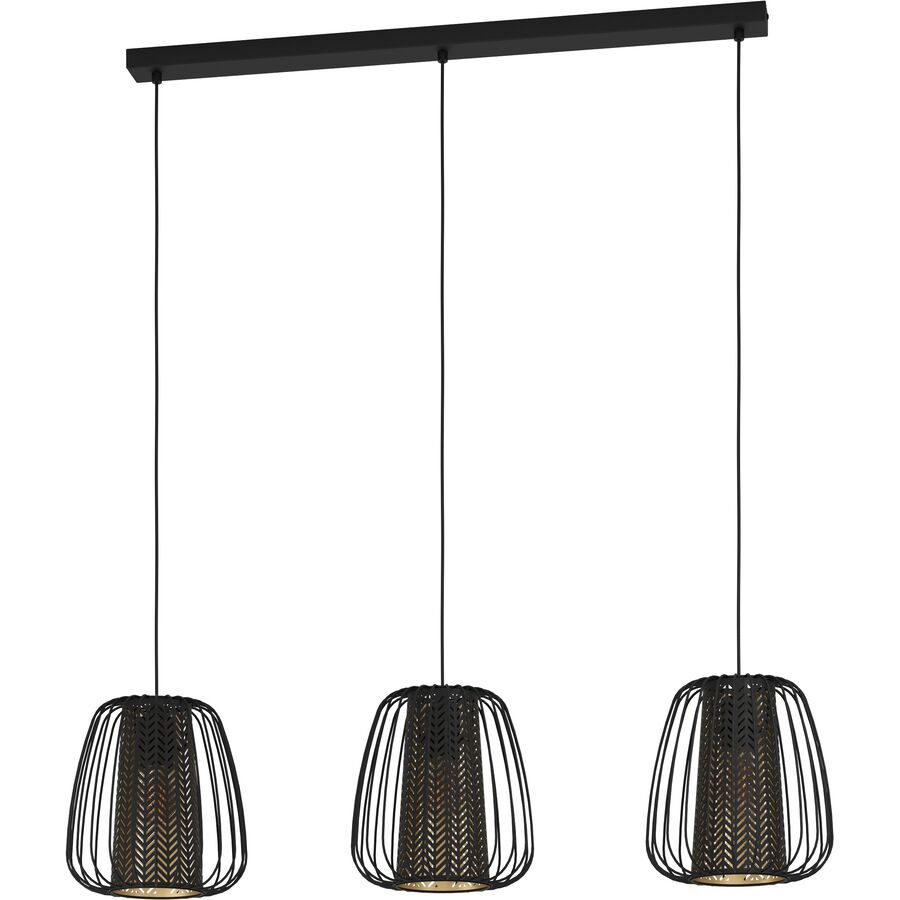 Eglo Pendellampe Curasao Gold/Schwarz Stahl/Stoff 23.5 cm 99.5 cm - Farbe: schwarz-gold - Pendellampe