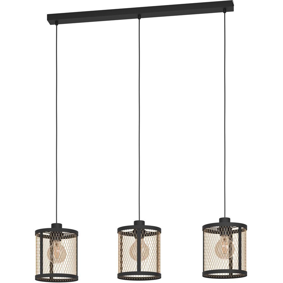 Eglo Pendellampe Dellow Schwarz Stahl 18 cm 88 cm - Farbe: Schwarz/Messing - Pendellampe