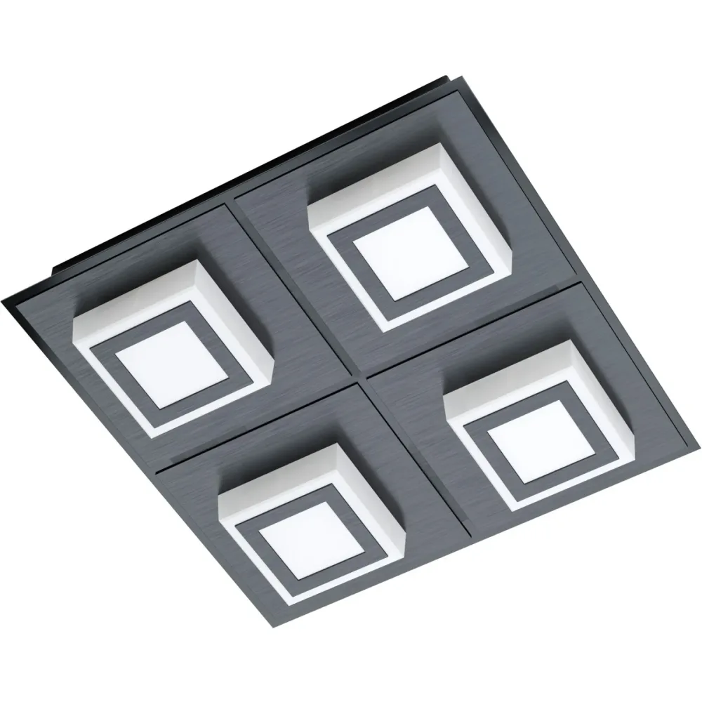 Eglo Deckenlampe Masiano 1 Schwarz Aluminium/Kunststoff/Stahl 25 cm 25 cm - Farbe: Schwarz/satiniert - LED - Lichtfarbe: Warmweiss - Material: