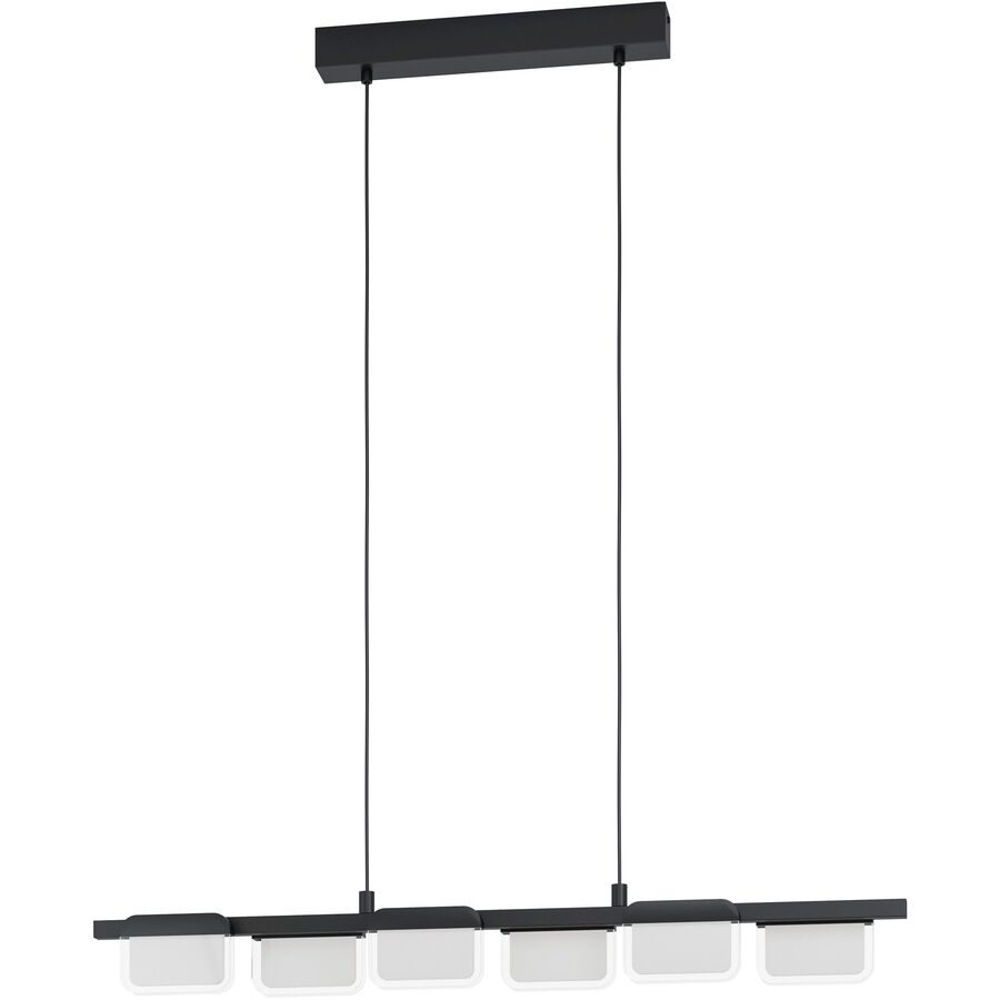 Eglo Pendellampe Ervidel Schwarz Stahl/Kunststoff 6 cm 93 cm - Farbe: Schwarz/klar/satiniert - LED - Lichtfarbe: Warmweiss - Material: