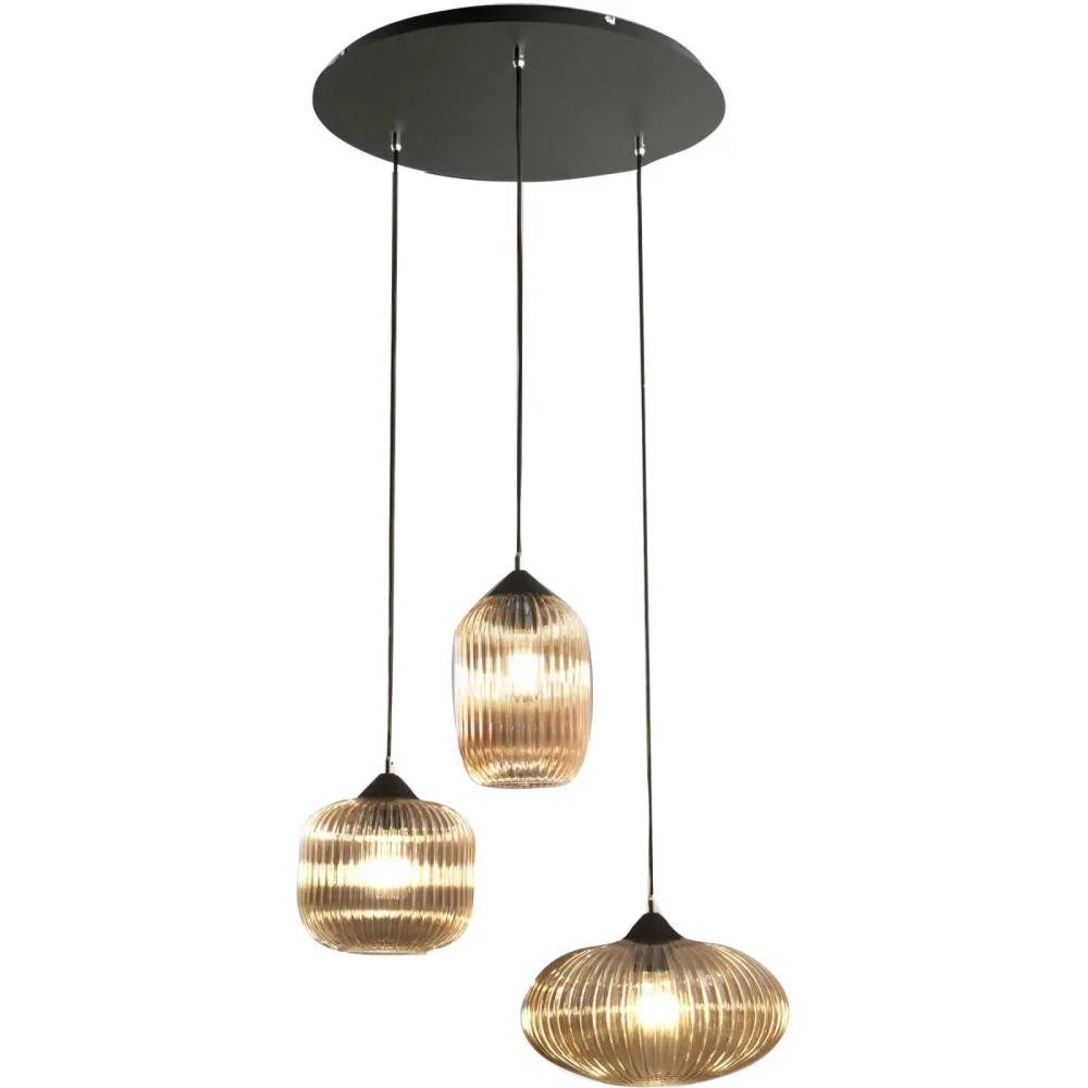 Pendellampe Nawal Gelb Glas/Metall 58 cm 200 cm - Farbe: amber - Material: Metall/Glas - Pendellampe