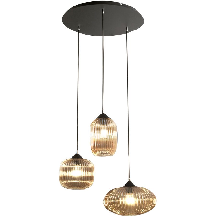 Pendellampe Nawal Gelb Glas/Metall 58 cm 200 cm - Farbe: amber - Material: Metall/Glas - Pendellampe