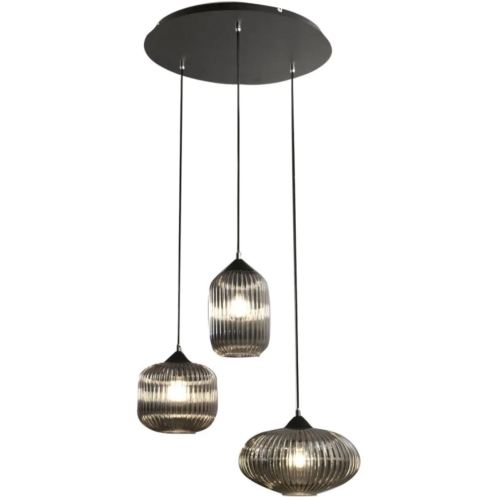 Pendellampe Nawal Grau Glas/Metall 58 cm 200 cm - Material: Metall/Glas - Pendellampe