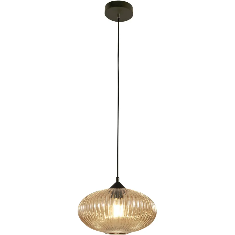 Pendellampe Mikati Gelb Glas/Metall 30 cm 200 cm - Farbe: amber - Material: Metall/Glas - Pendellampe