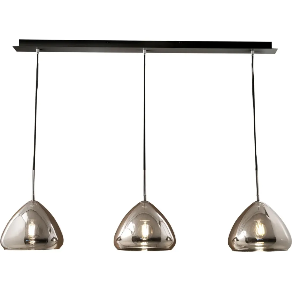 Pendellampe Ove Grau Glas/Metall 24 cm 200 cm - Farbe: verchromt - Material: Metall/Glas - Pendellampe