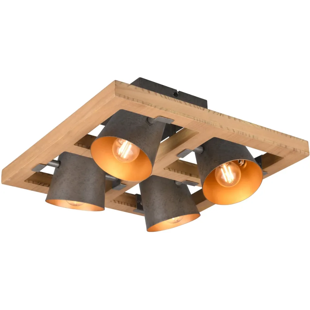 Deckenlampe Bree Grau Metall 39 cm 19.8 cm - Farbe: Nickel antik - Deckenlampe