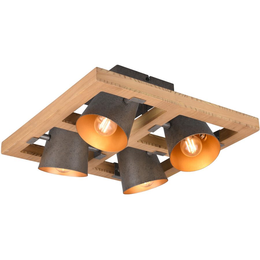 Deckenlampe Bree Grau Metall 39 cm 19.8 cm - Farbe: Nickel antik - Deckenlampe