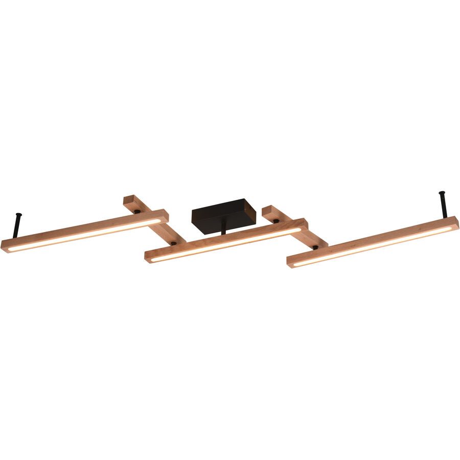 Deckenlampe Briana Braun Holz 180 cm 13.5 cm - Farbe: Holzfarben - LED - Lichtfarbe: Warmweiss - Kaltes Tagesweiss - Deckenlampe- LED Energiesparlampe
