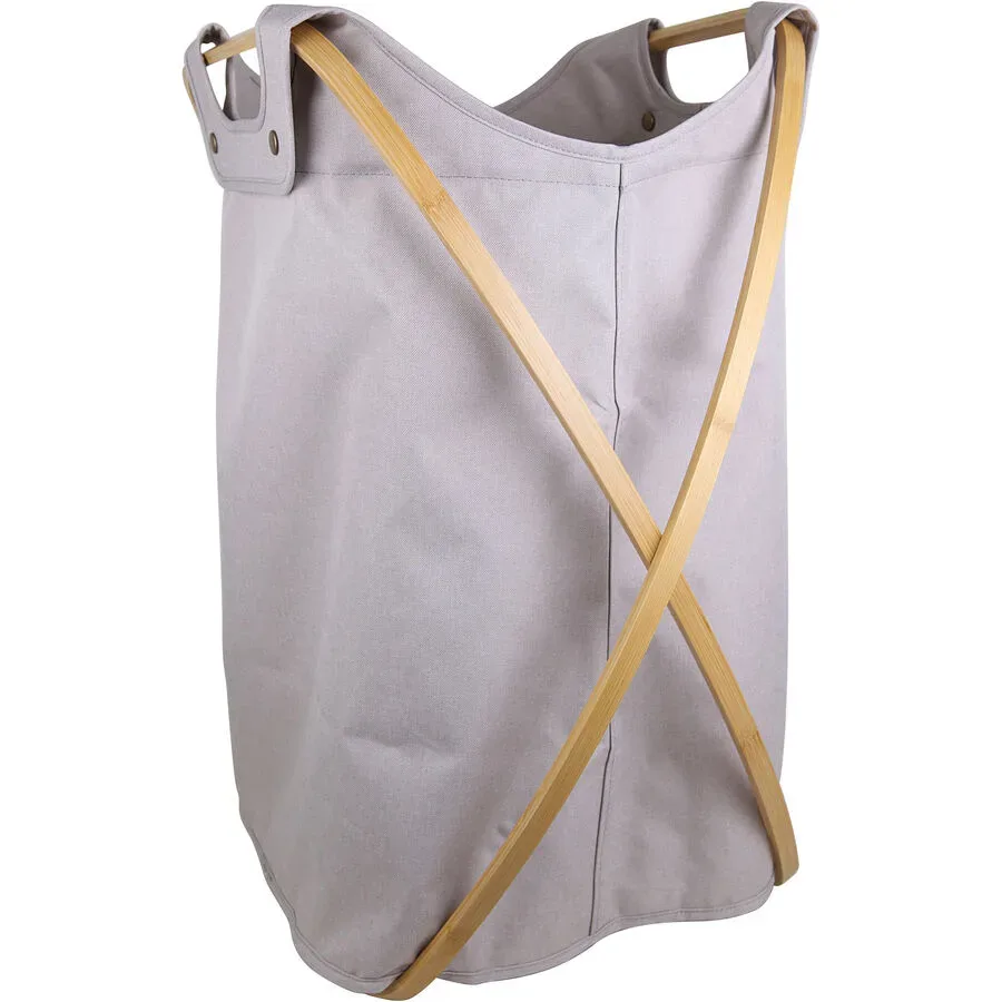 Wäschekorb Cora Weiss Polyester/Holz 65 cm - Farbe: offwhite - Wäschekorb