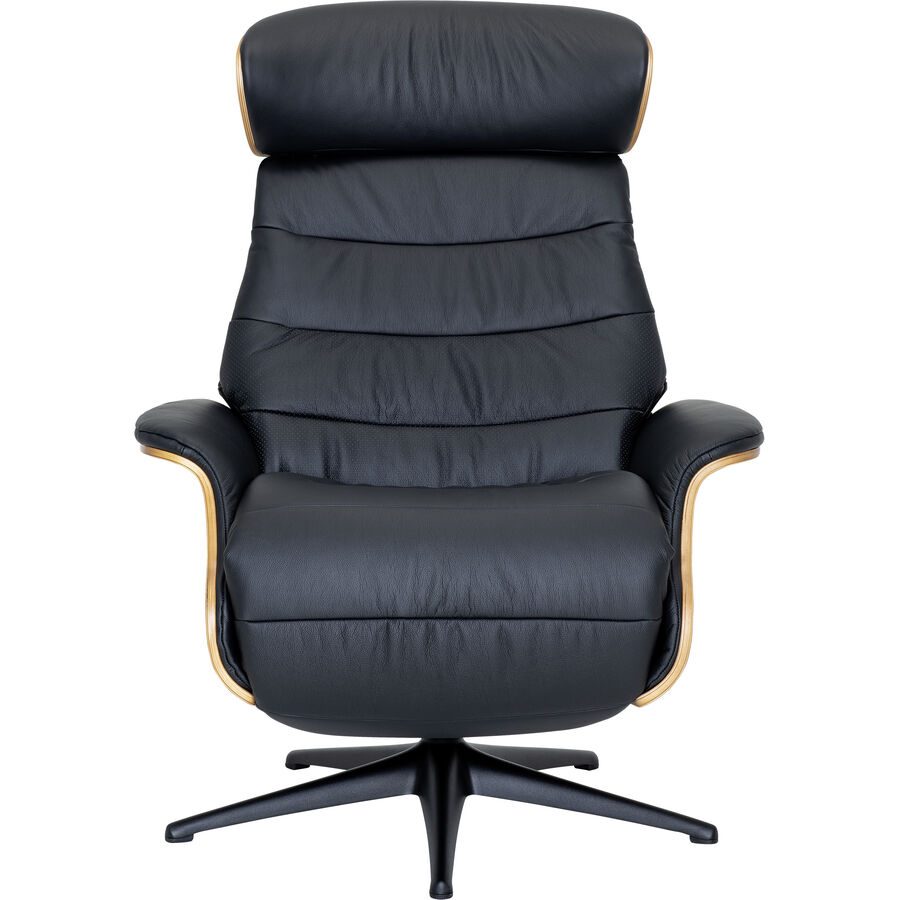 Relaxsessel Cam Schwarz Leder 83 cm 88 cm - Material: Gedecktes Leder - Möbel Konfigurator: Traummöbel individuell zusammenstellen - Relaxsessel