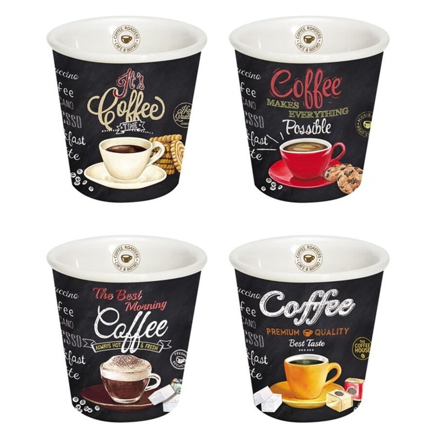 Easy Life Espressotasse It's coffee time Mehrfarbig Porzellan 0.08 l - Espressotasse