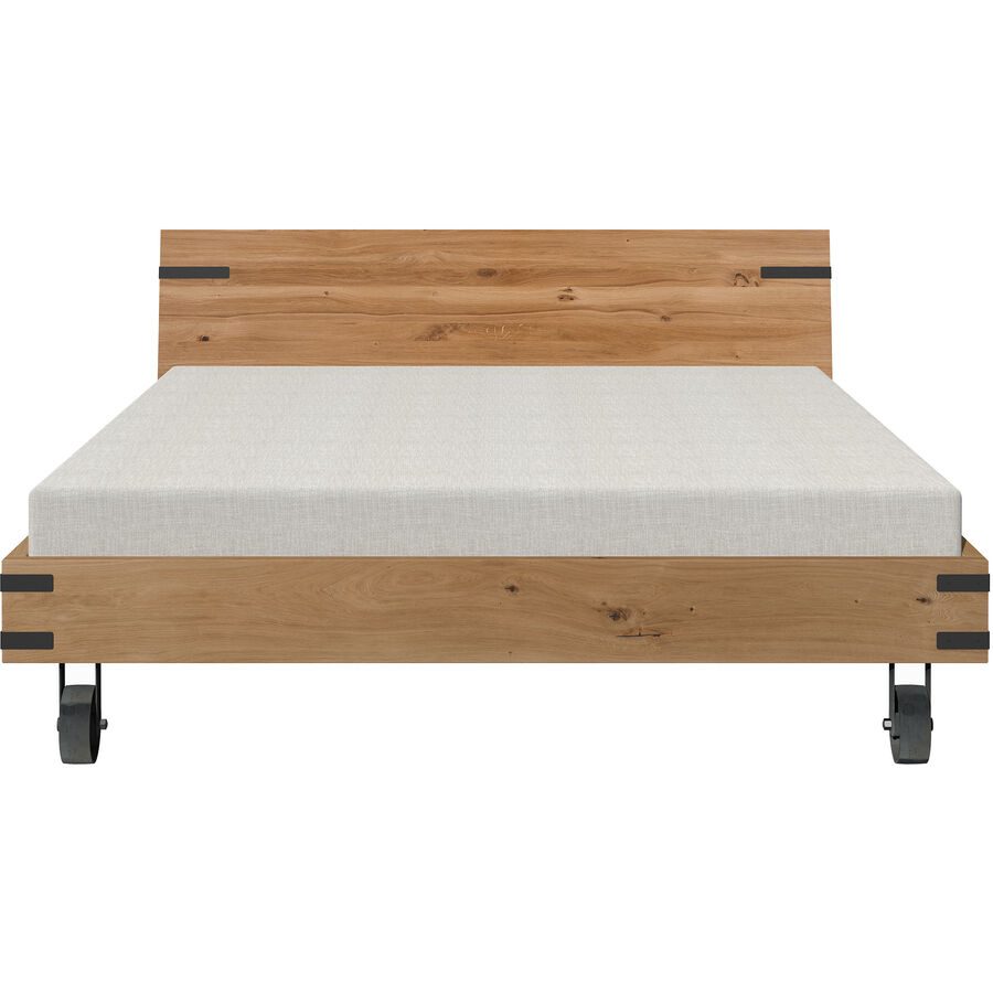 Bett Ajan Braun Holz 160 x 200 cm - Farbe: Wildeiche - Bett