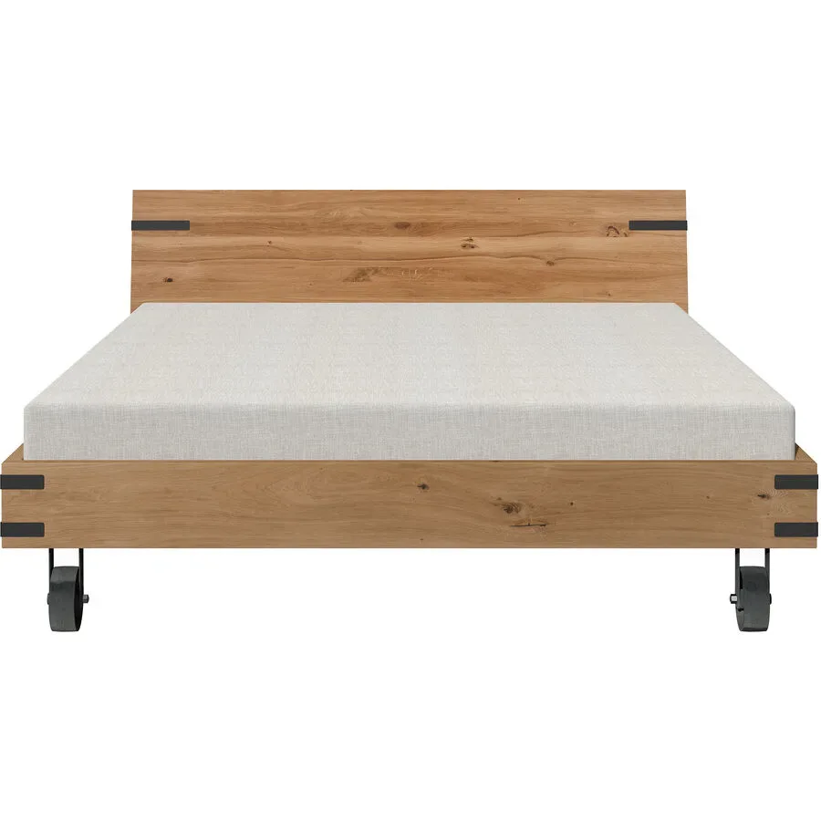 Bett Ajan Braun Holz 180 x 200 cm - Farbe: Wildeiche - Bett