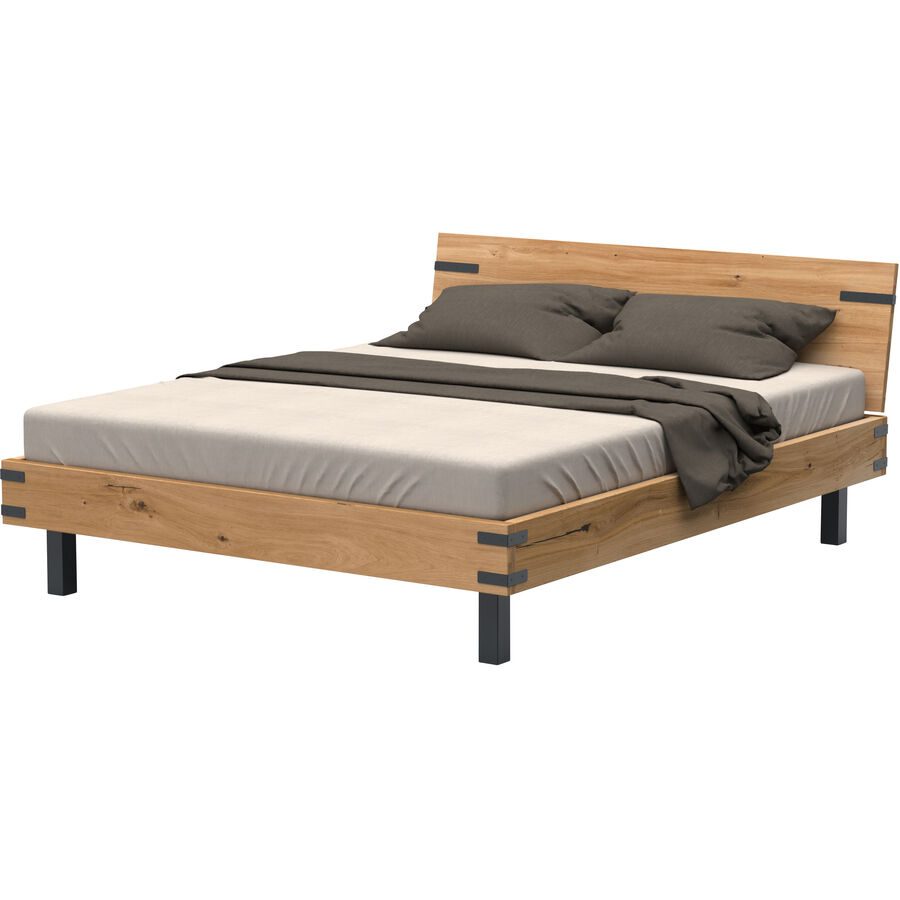 Bett Allan Braun Holz 140 x 200 cm - Farbe: Wildeiche - Bett
